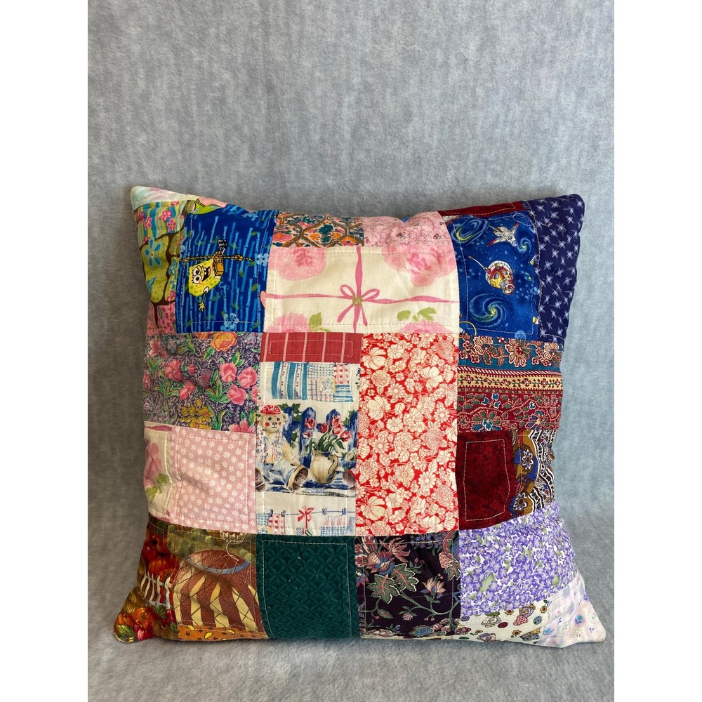 Handmade Patchwork‎ Throw Pillow 17" X 17"  Square Accent Zipper Closure